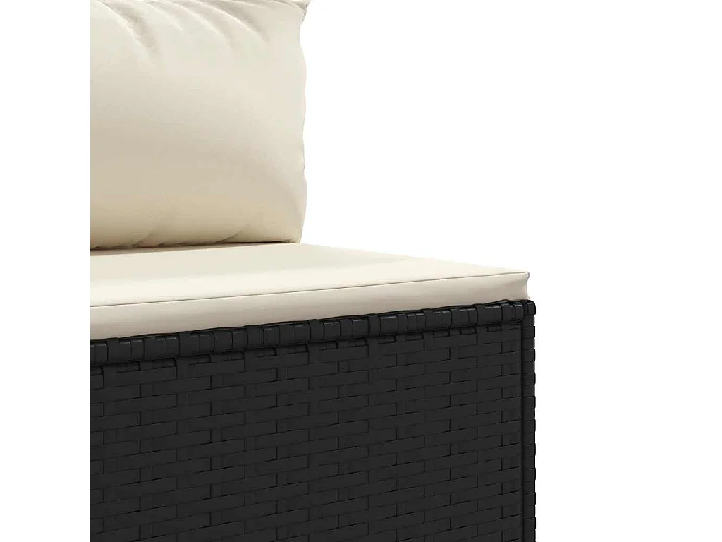 6 pcs conjunto lounge de jardim c/ almofadões vime PE preto