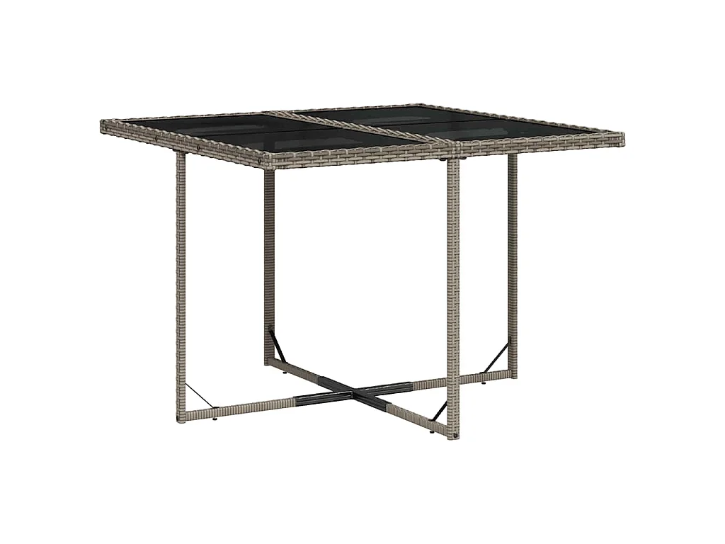 Set da Pranzo da Giardino 9 pz con Cuscini in Polyrattan Grigio