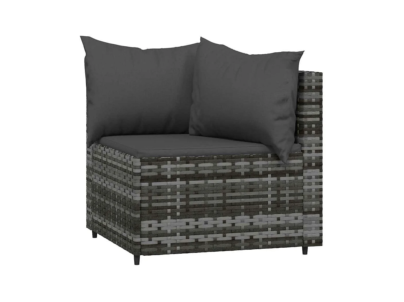 Salon de jardin 3 pcs avec coussins Gris Résine tressée