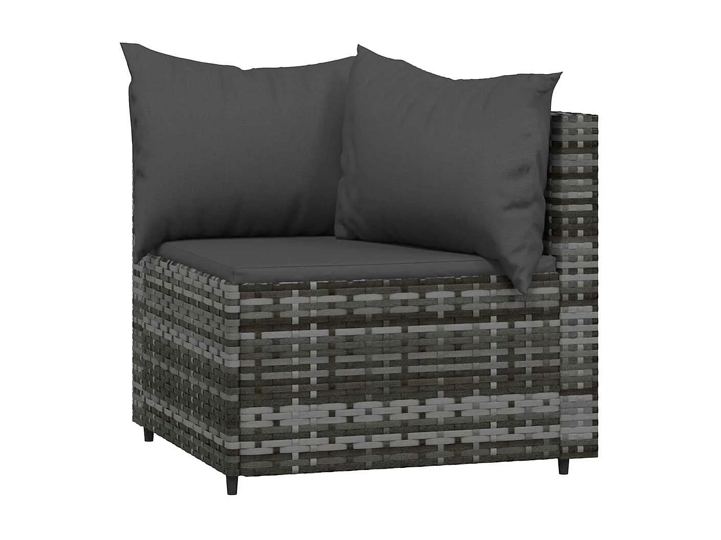 Salon de jardin 3 pcs avec coussins Gris Résine tressée