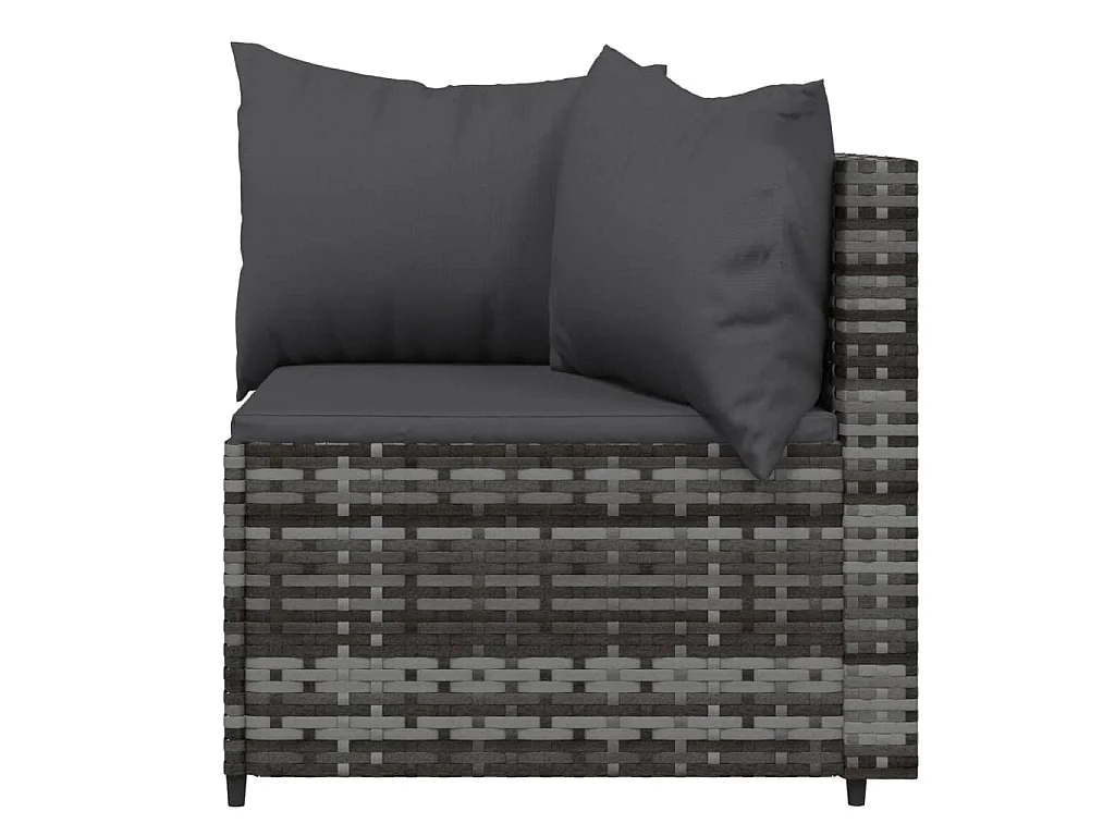 Salon de jardin 3 pcs avec coussins Gris Résine tressée