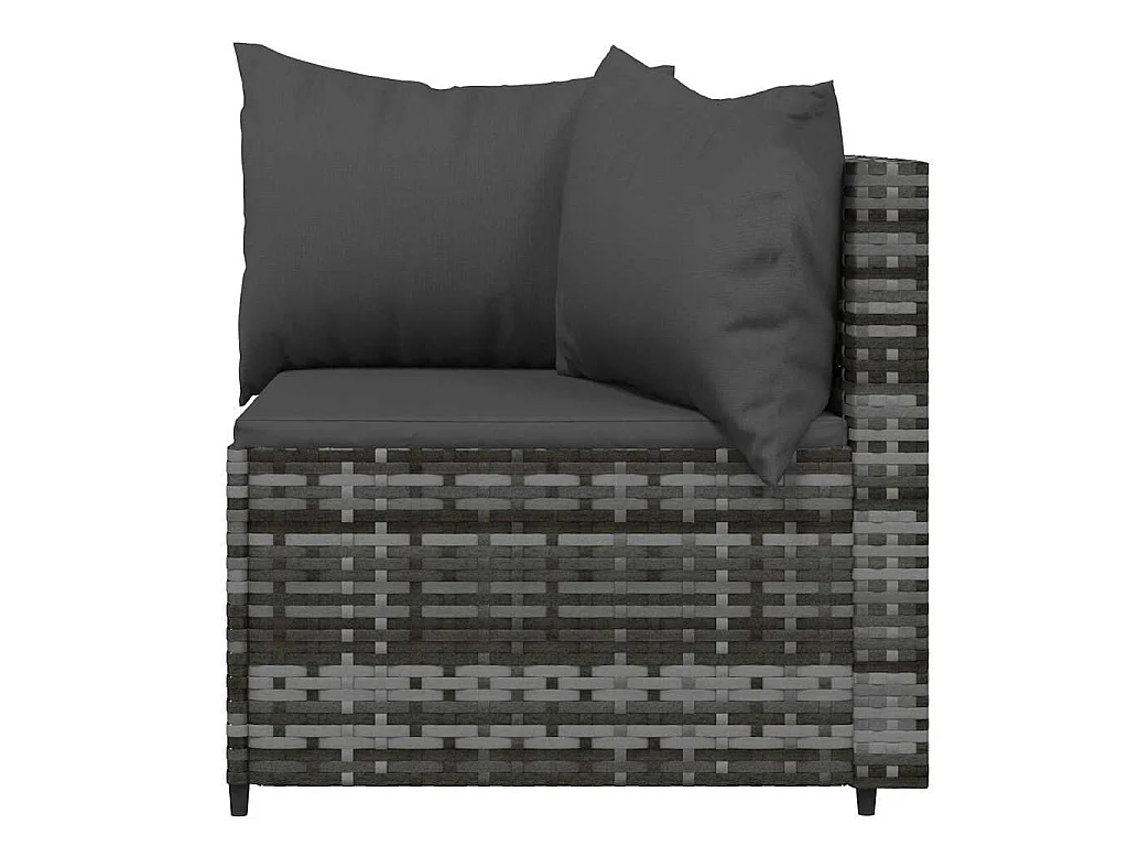 Salon de jardin 3 pcs avec coussins Gris Résine tressée