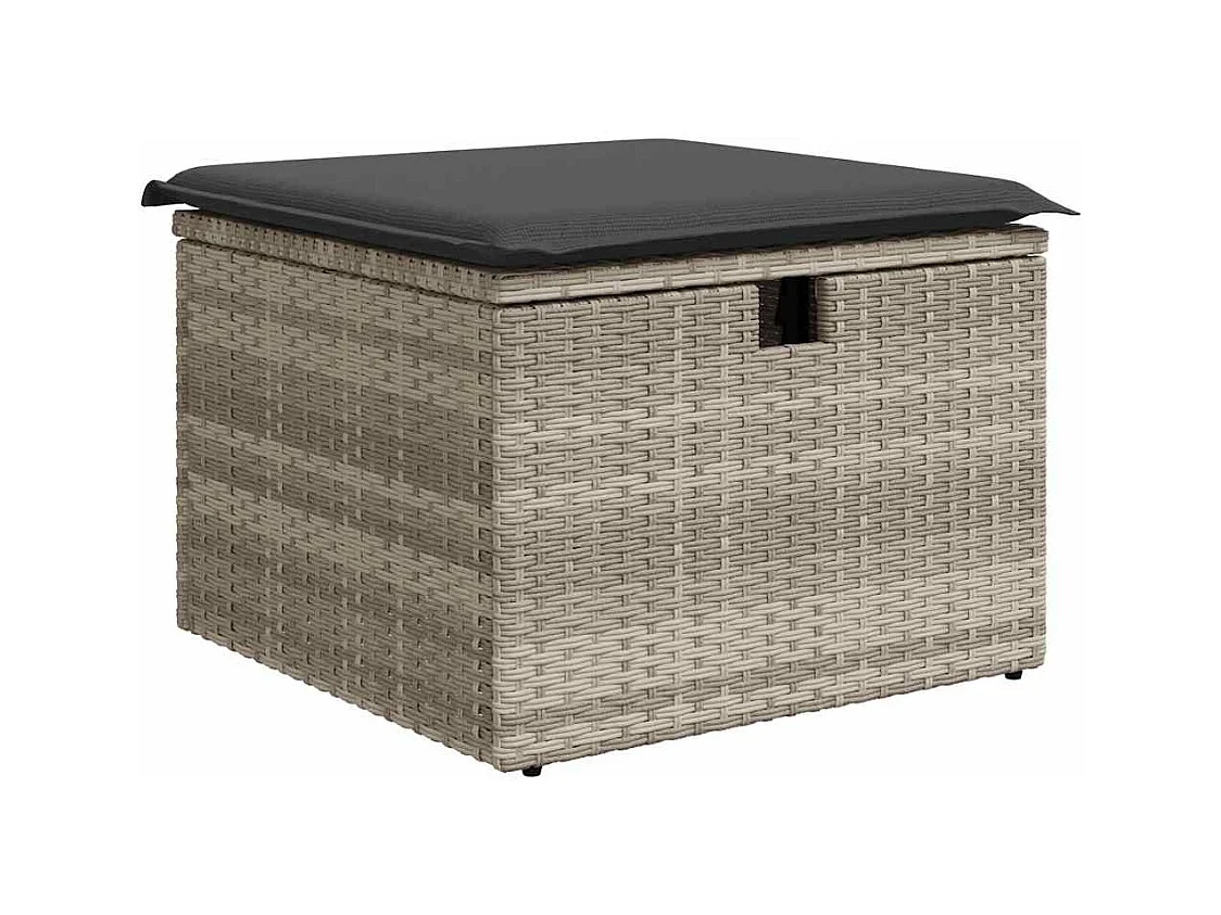 Salon de jardin 5 pcs avec coussins gris clair résine tressée