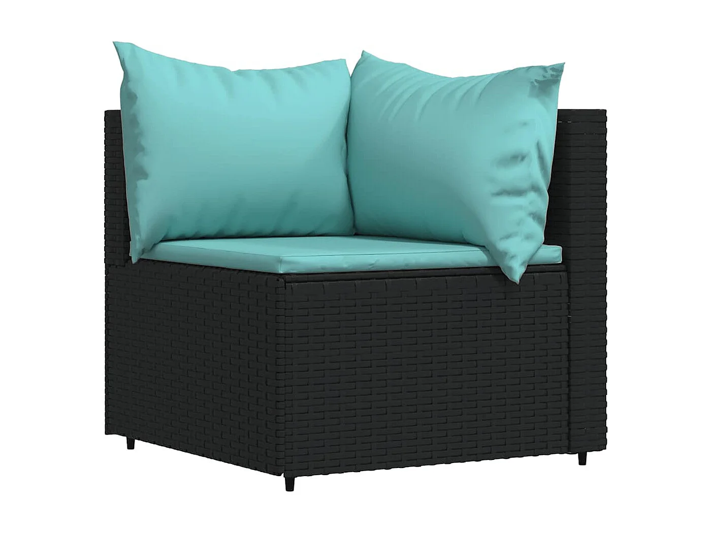 Salon de jardin 4 pcs avec coussins Noir Résine tressée