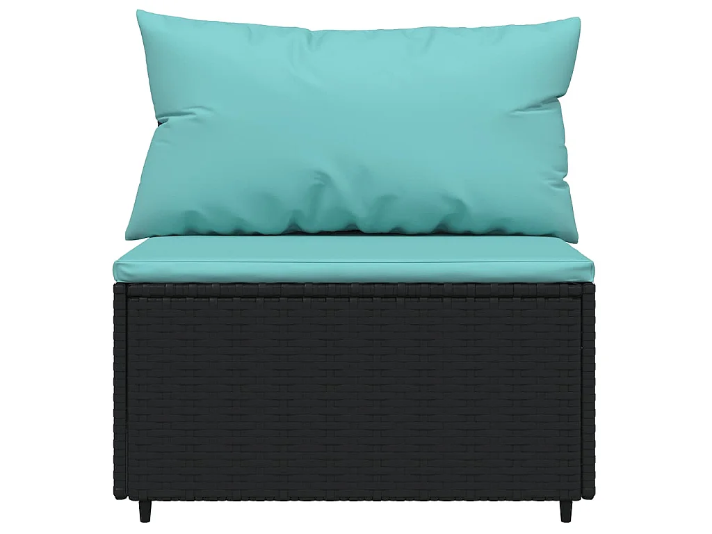 Salon de jardin 4 pcs avec coussins Noir Résine tressée