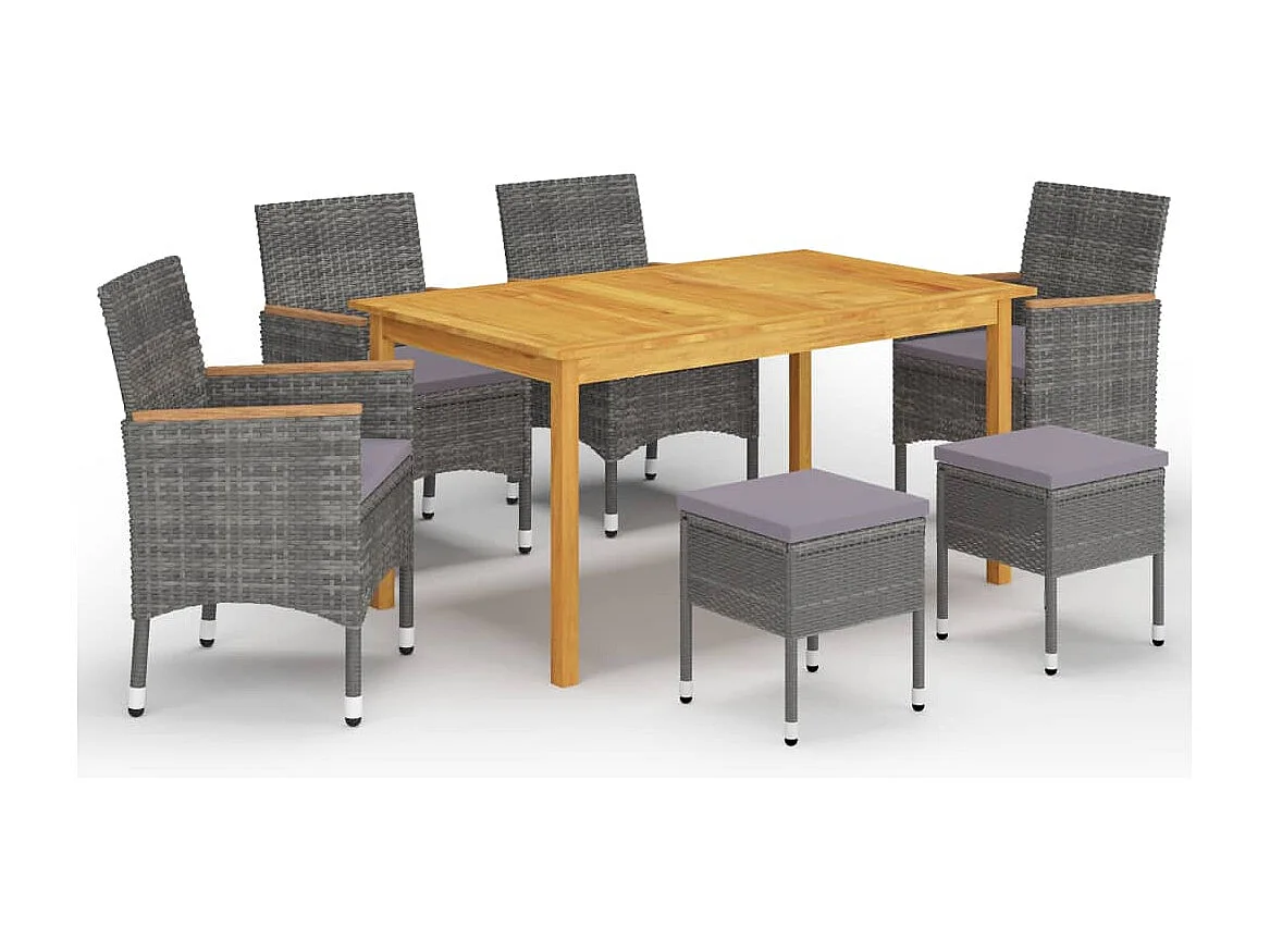 Ensemble à manger de jardin 7 pcs Gris