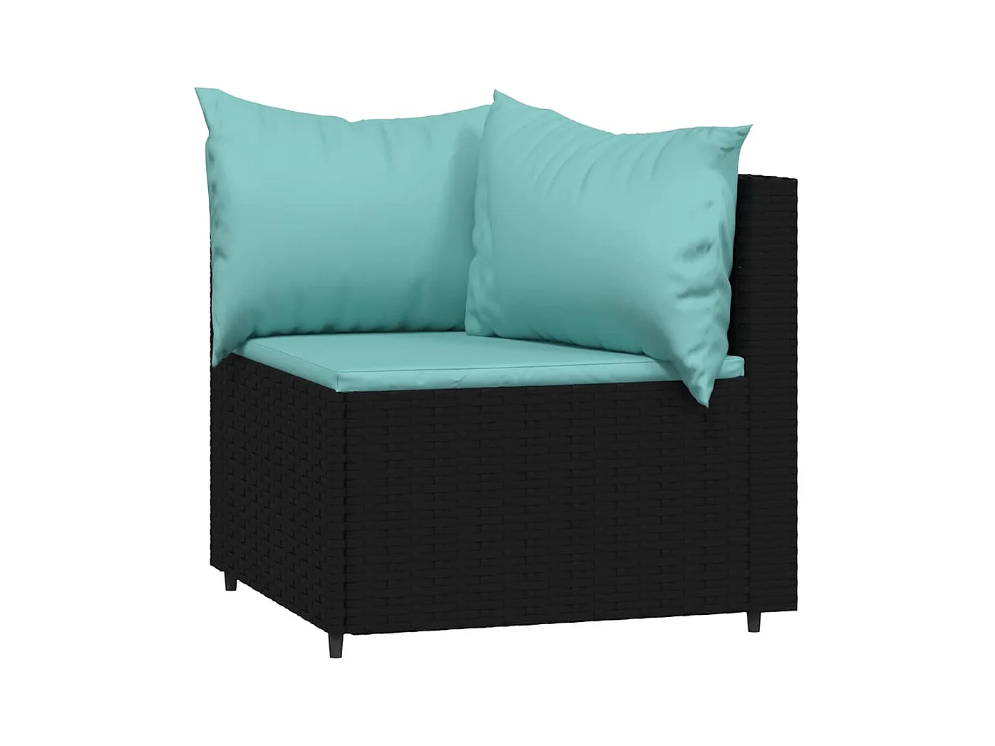 Salon de jardin 3 pcs avec coussins Noir Résine tressée