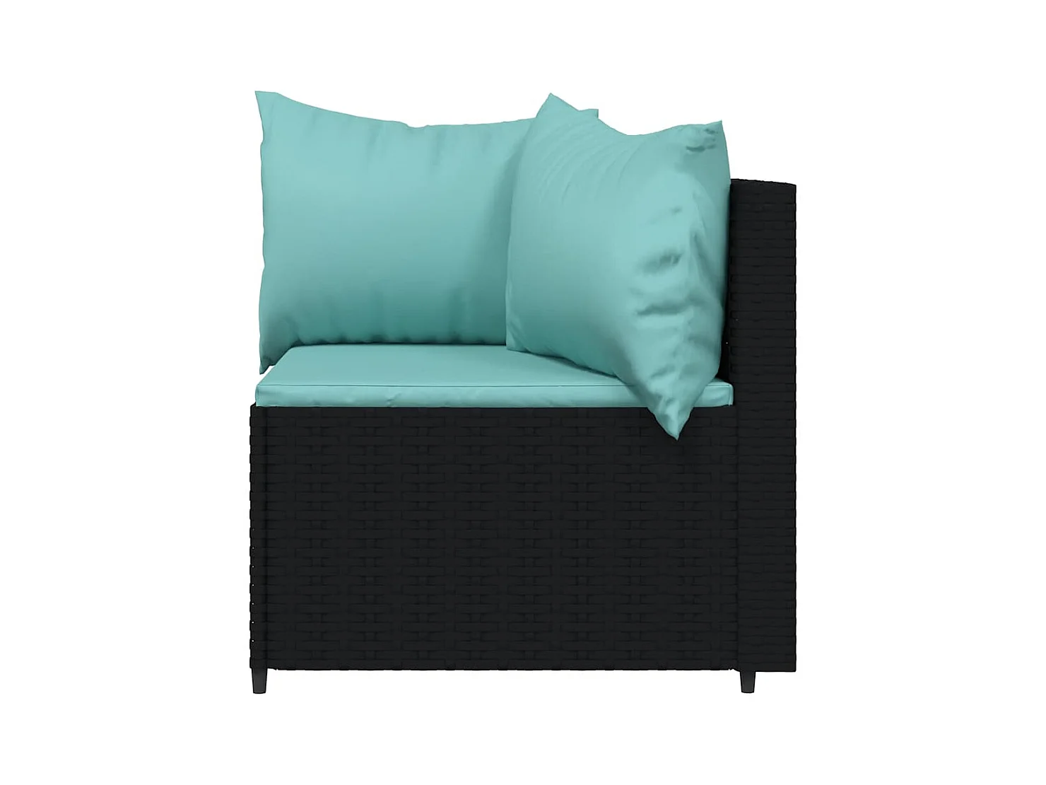 Salon de jardin 3 pcs avec coussins Noir Résine tressée