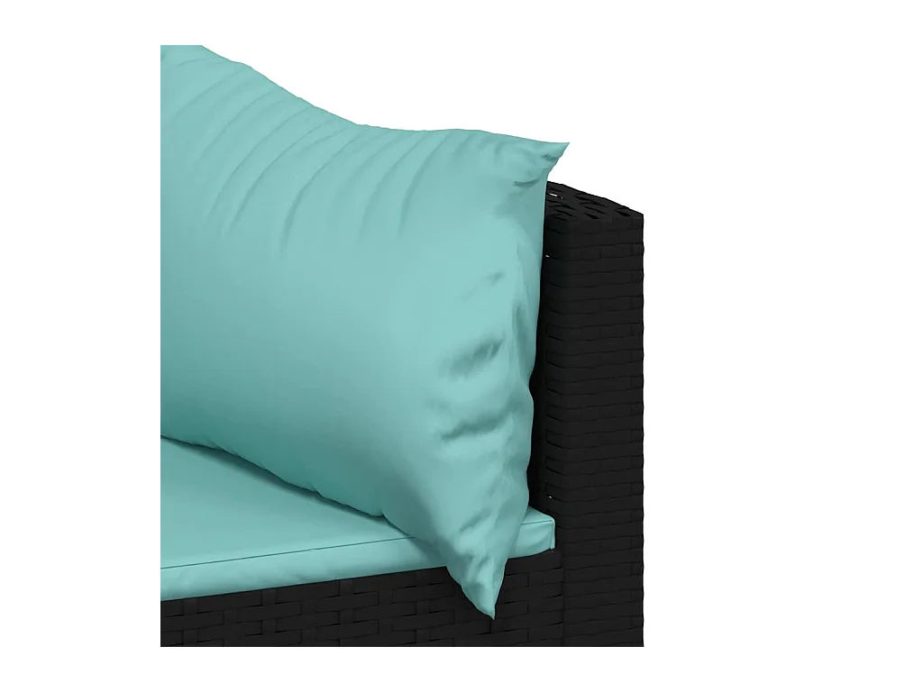 Salon de jardin 3 pcs avec coussins Noir Résine tressée