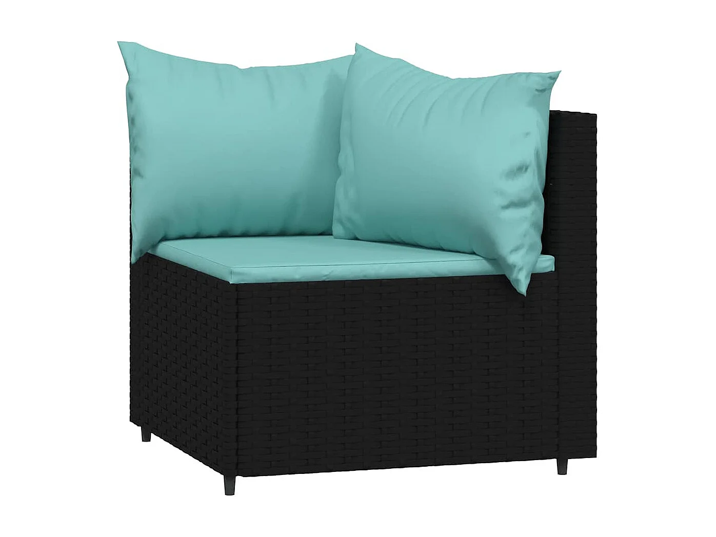 Salon de jardin 3 pcs avec coussins Noir Résine tressée