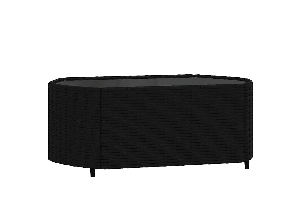 Salon de jardin 3 pcs avec coussins Noir Résine tressée