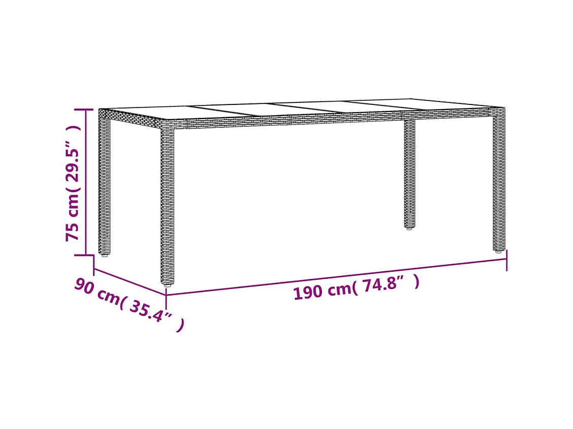 9-tlg. Garten-Essgruppe mit Kissen Beige Poly Rattan Glas