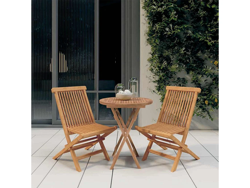 3-delige Tuinset massief teakhout