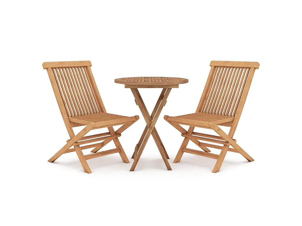 Juego de comedor para jardín 3 piezas madera maciza de teca