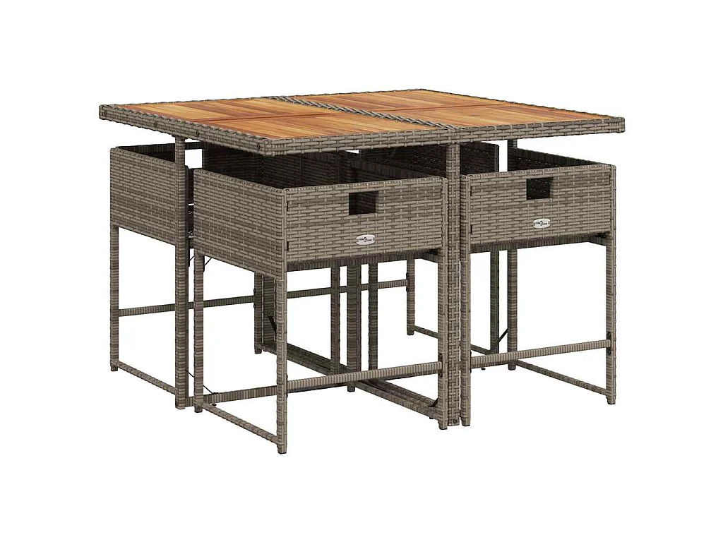 5-delige Tuinset met kussens poly rattan grijs