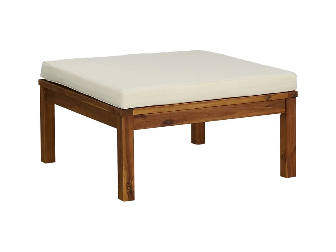 8 pcs conjunto lounge jardim c/ almofadões creme acácia maciça