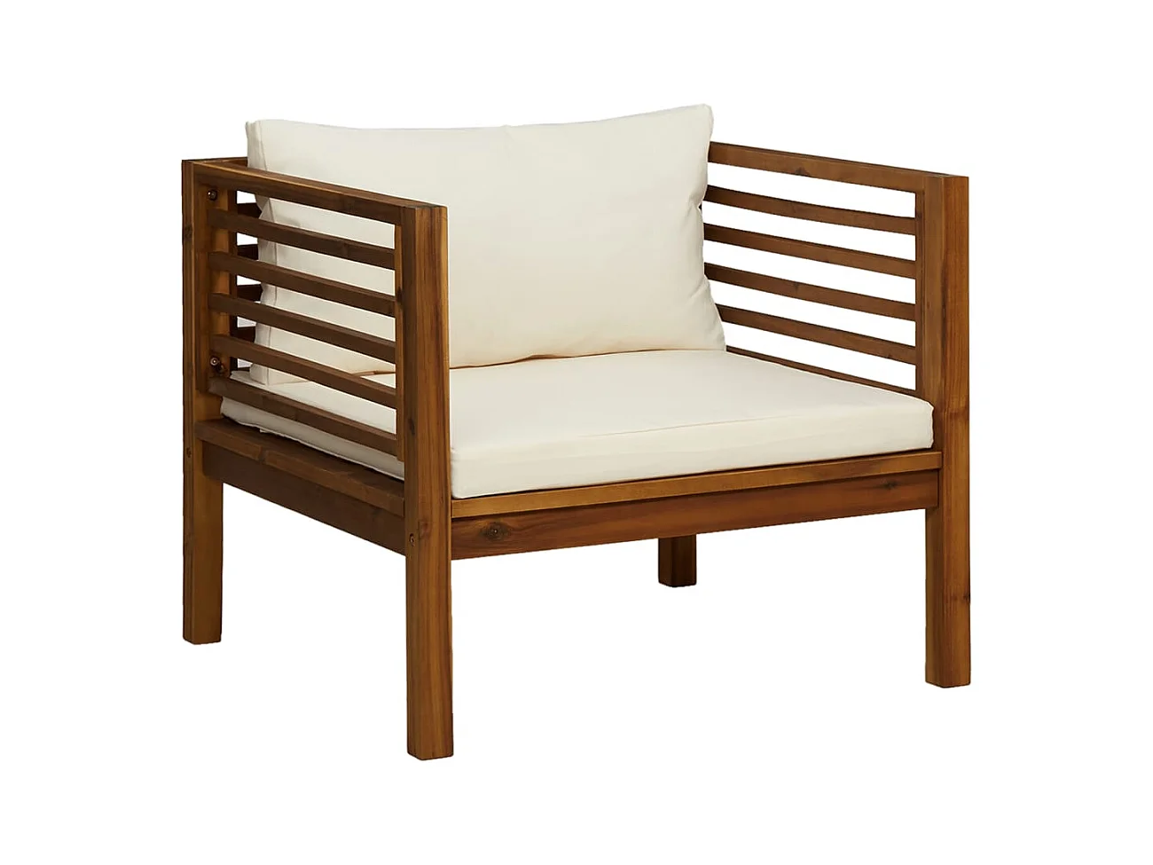 8 pcs conjunto lounge jardim c/ almofadões creme acácia maciça