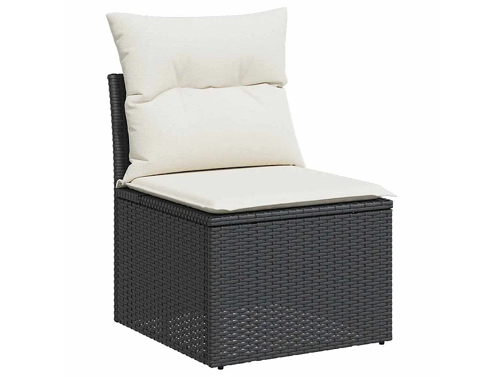 4-tlg. Garten-Sofagarnitur mit Kissen Schwarz Poly Rattan