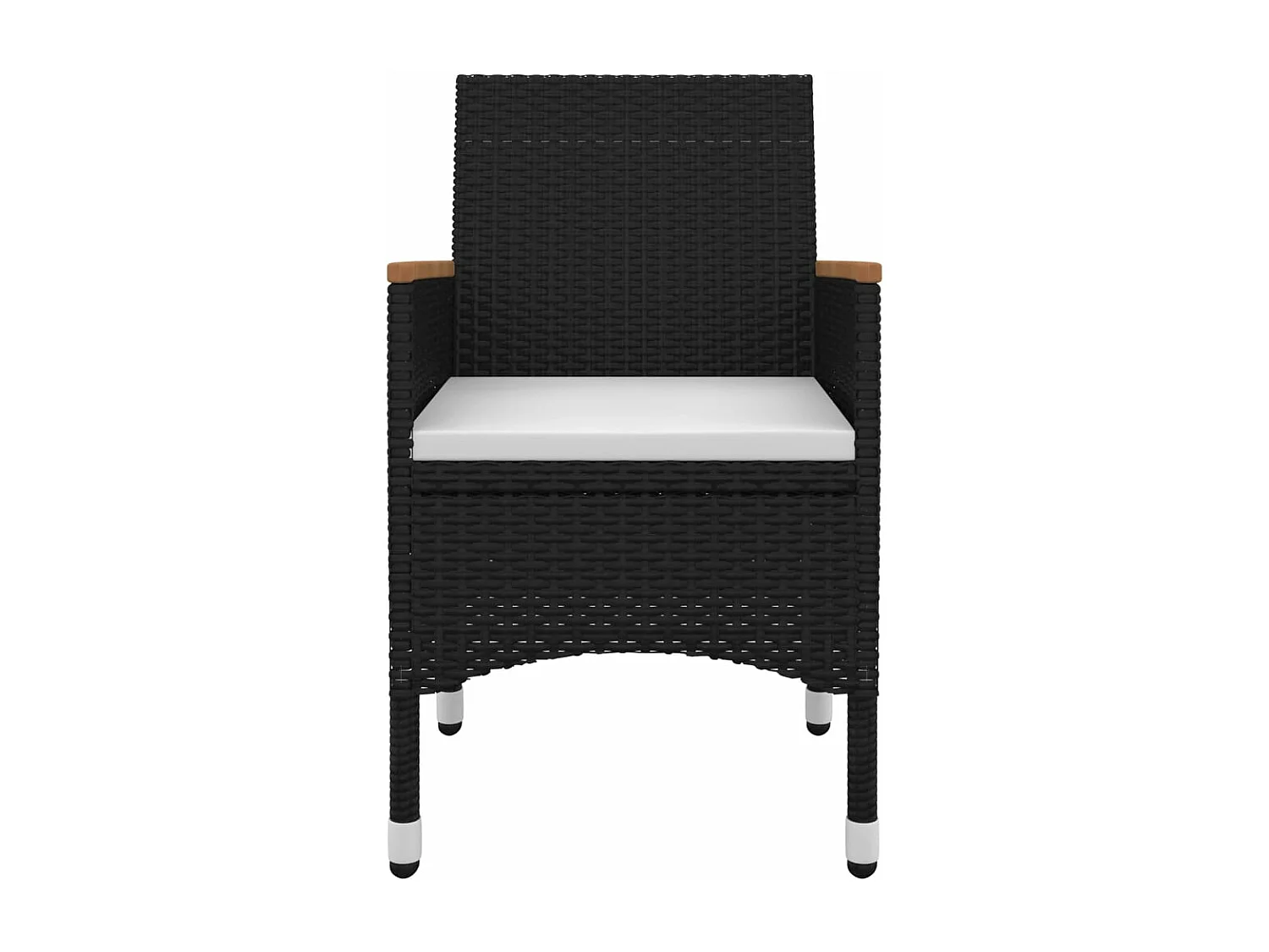 Set da Pranzo per Giardino 3 pz con Cuscini Polyrattan e Vetro