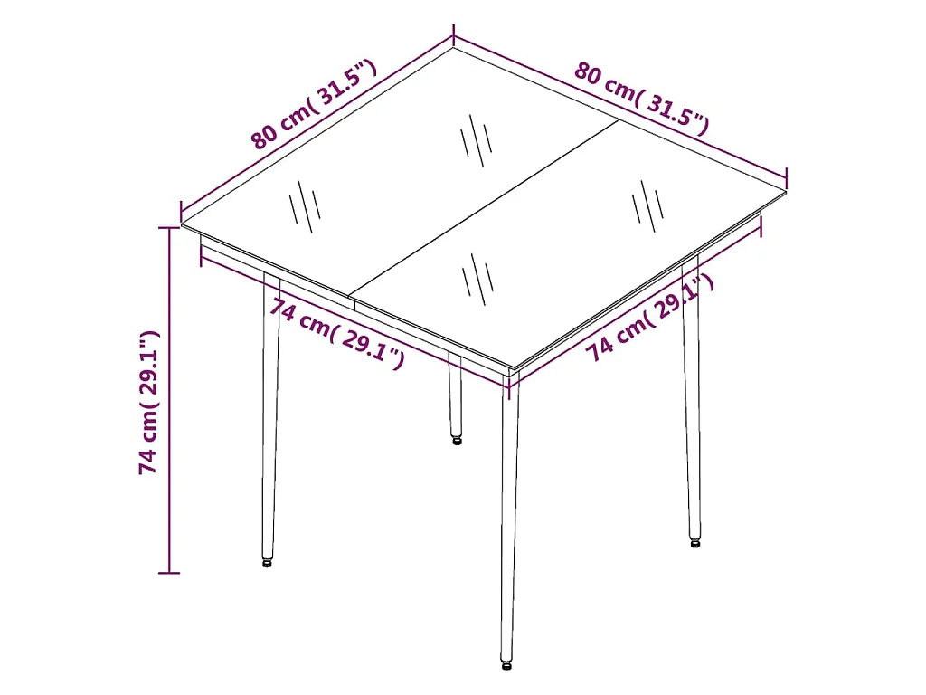 Set comedor de jardín 3 pzas y cojines ratán sintético y vidrio