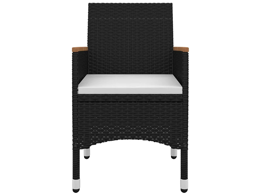 Set comedor de jardín 3 pzas y cojines ratán sintético y vidrio