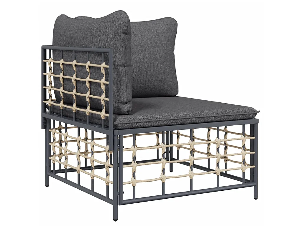 6-tlg. Garten-Lounge-Set mit Kissen Anthrazit Poly Rattan