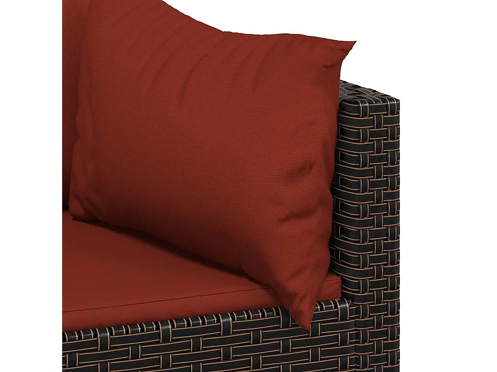 Salon de jardin 3 pcs avec coussins marron résine tressée