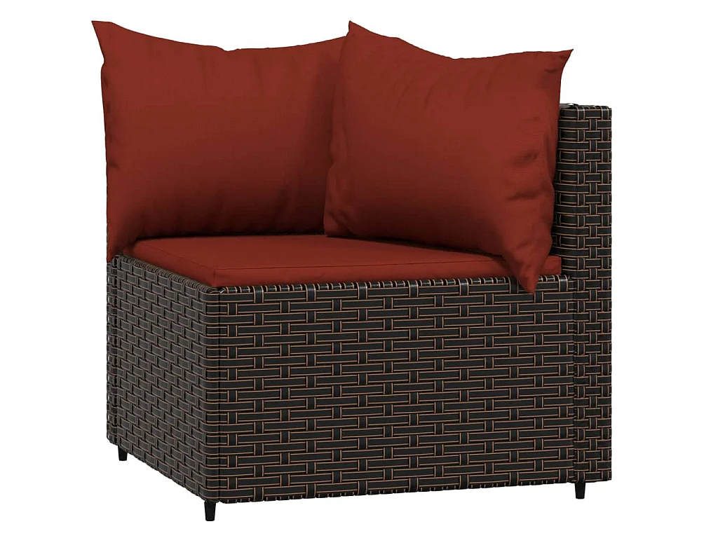 Set Mobili da Giardino 3 pz con Cuscini in Polyrattan Marrone
