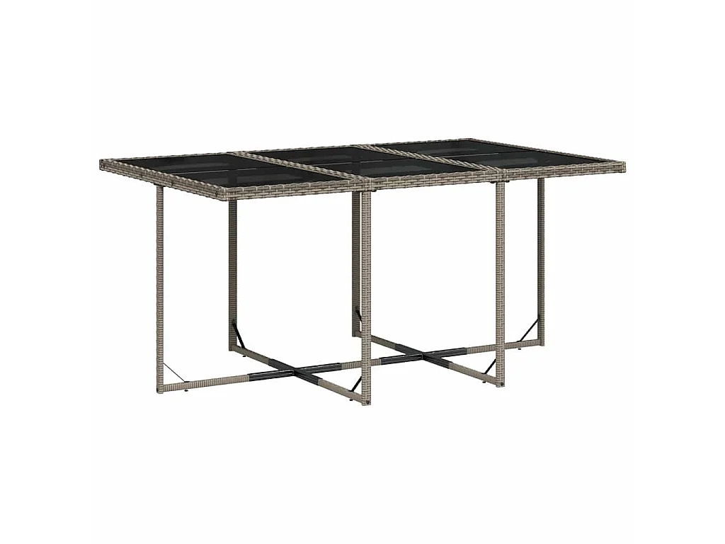 Ensemble à manger de jardin 11pcs avec coussins gris poly rotin