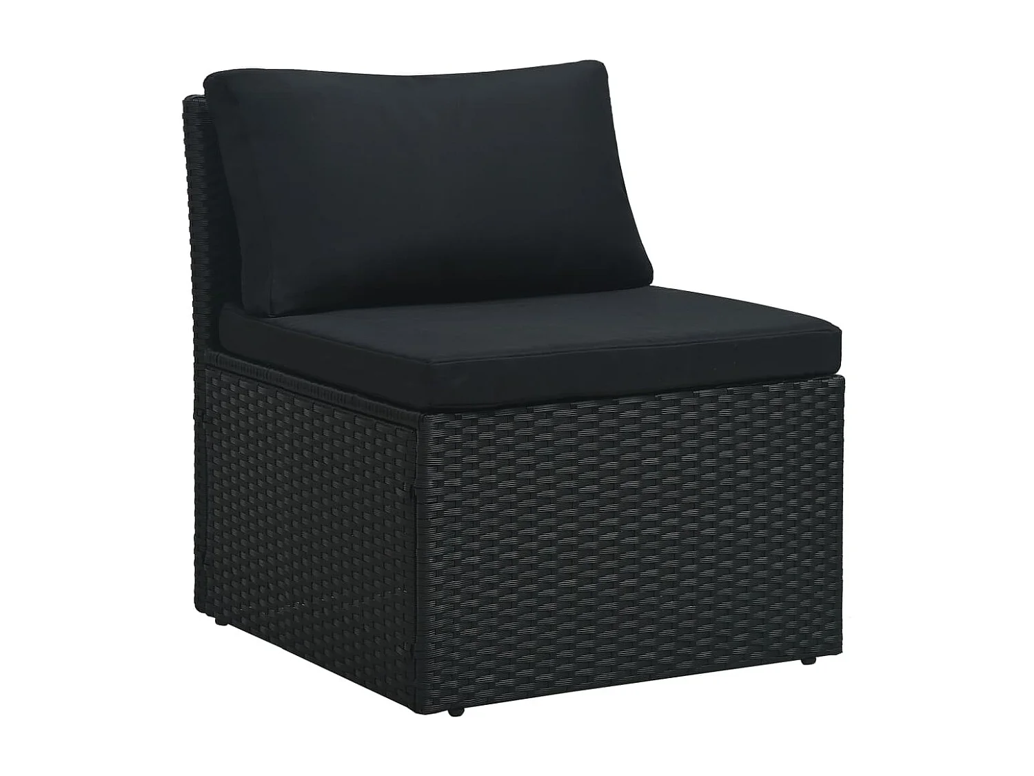 4 pcs conjunto lounge de jardim c/ almofadões vime PE preto
