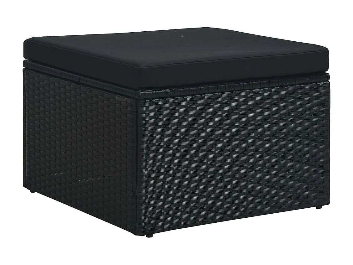 4 pcs conjunto lounge de jardim c/ almofadões vime PE preto