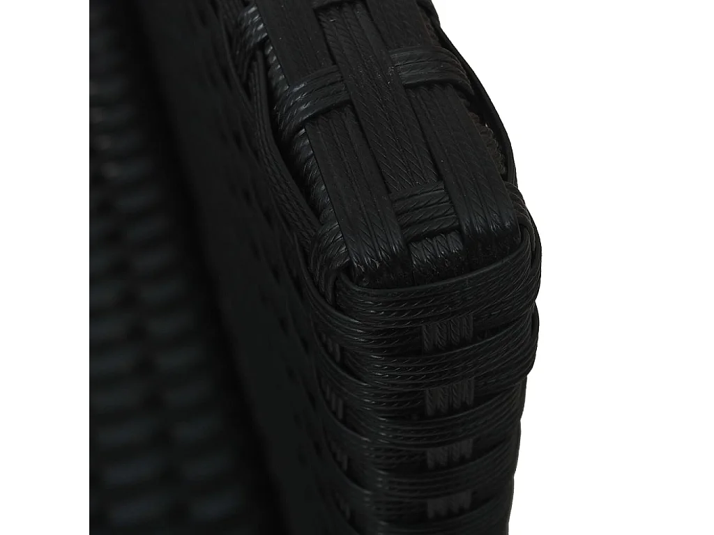 4 pcs conjunto lounge de jardim c/ almofadões vime PE preto