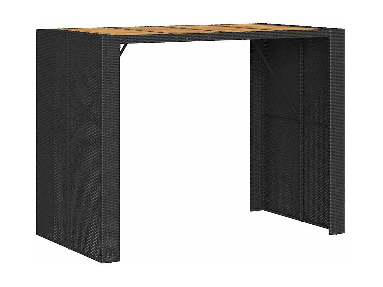 Set Bar da Giardino 5pz senza Cuscini Nero in Polyrattan Acacia