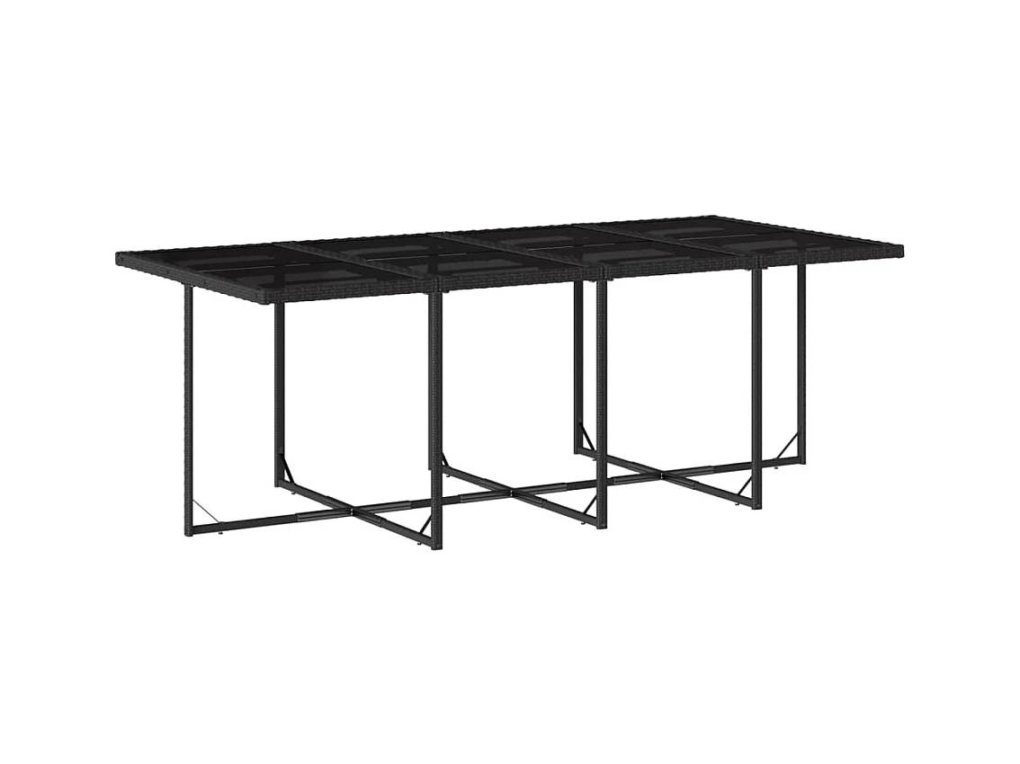 Ensemble à manger de jardin 9pcs coussins noir résine tressée