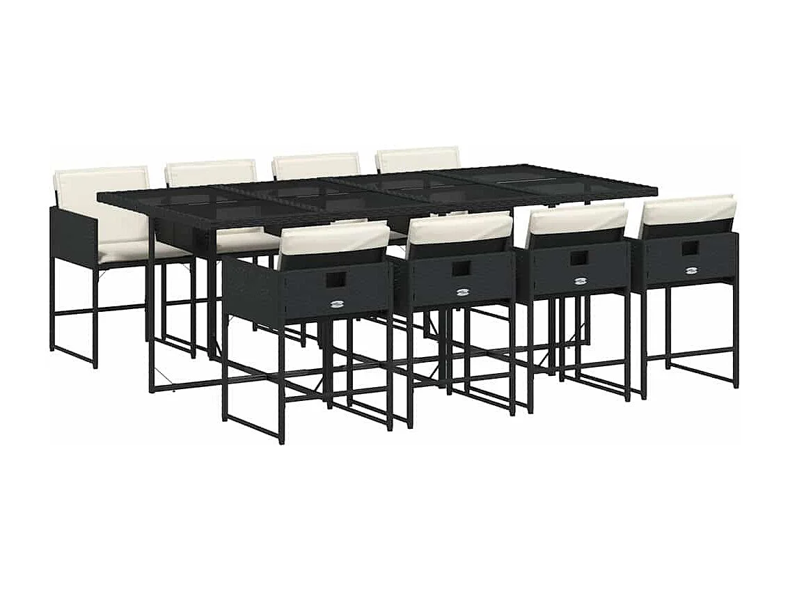 9-delige Tuinset poly rattan zwart