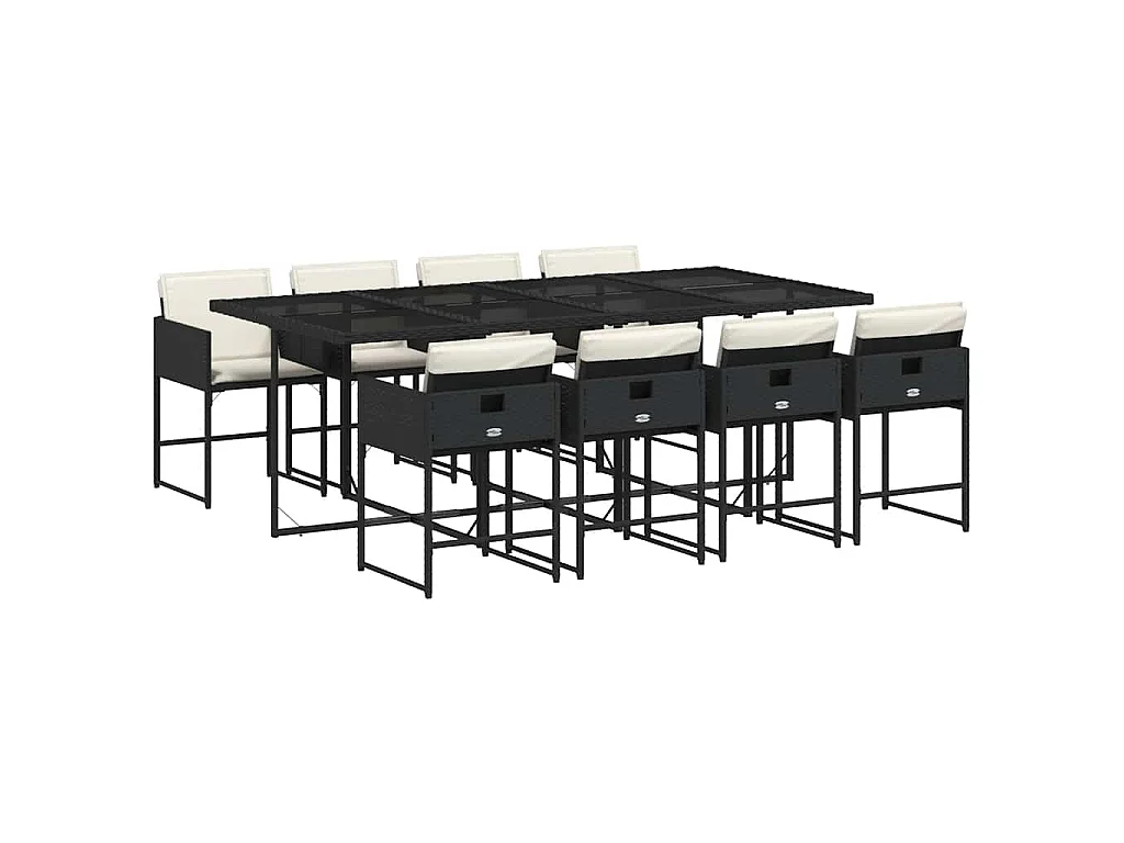 9-delige Tuinset poly rattan zwart