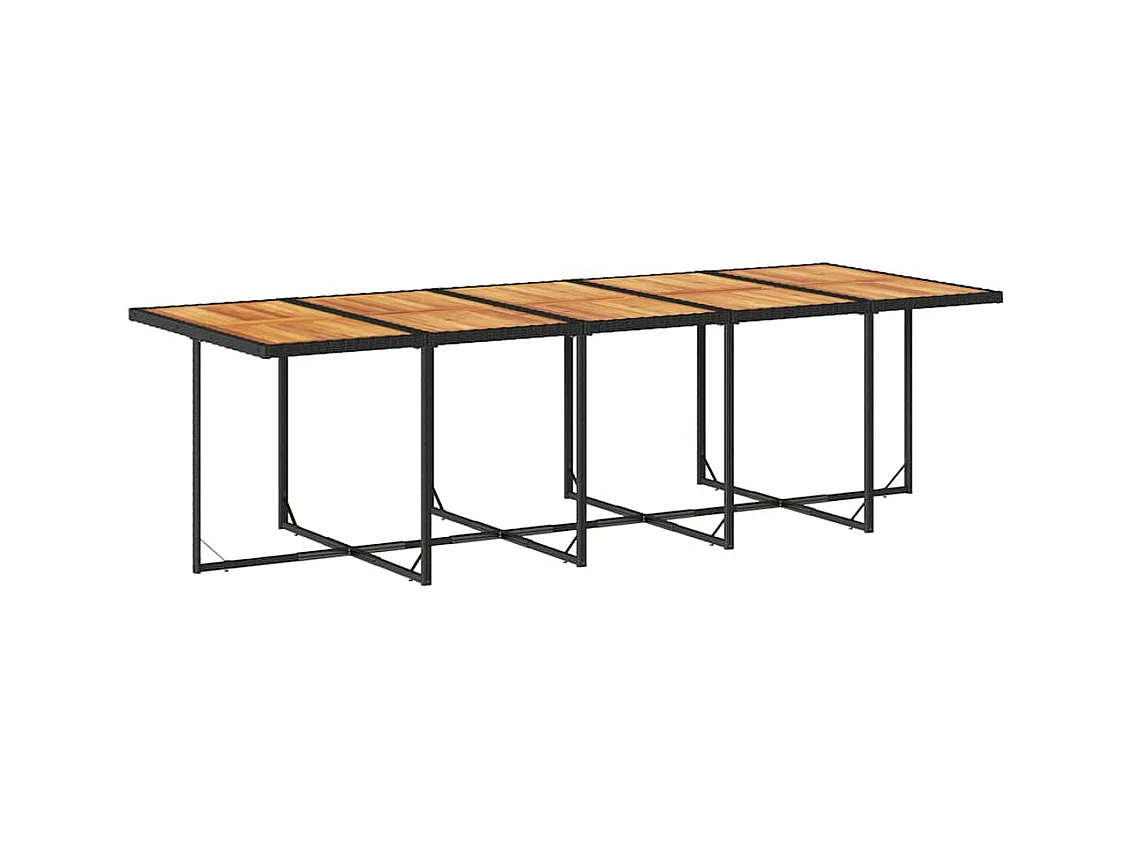 Set da Pranzo da Giardino 15 pz con Cuscini Nero in Polyrattan