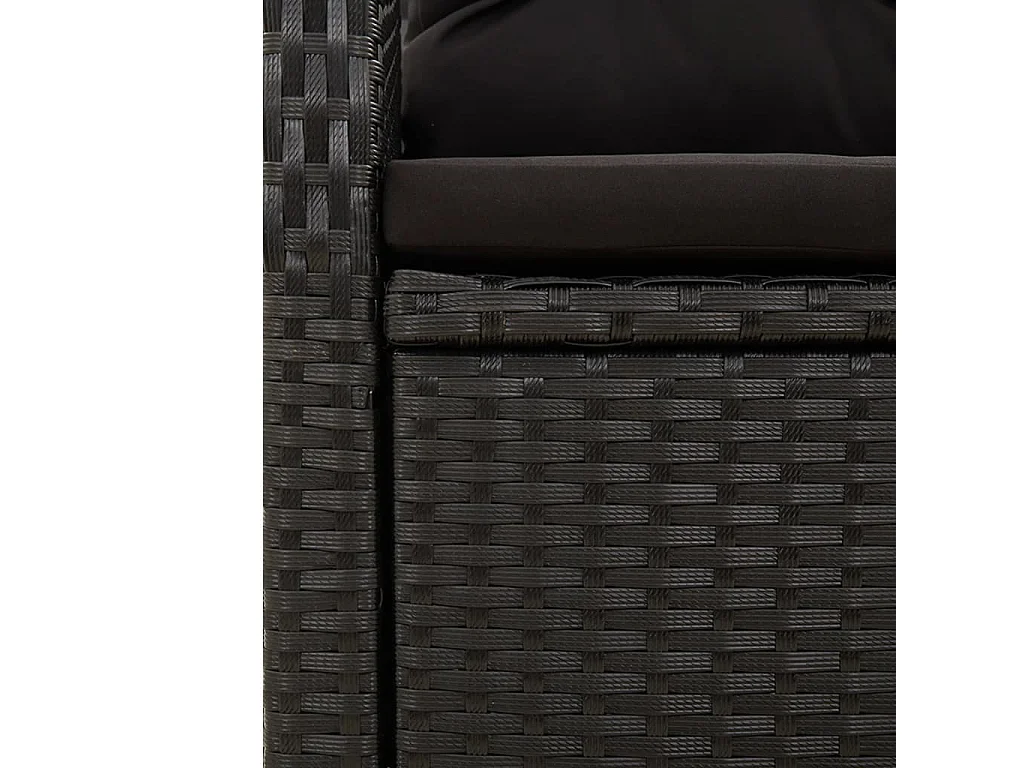 3-delige Tuinset met kussens poly rattan zwart