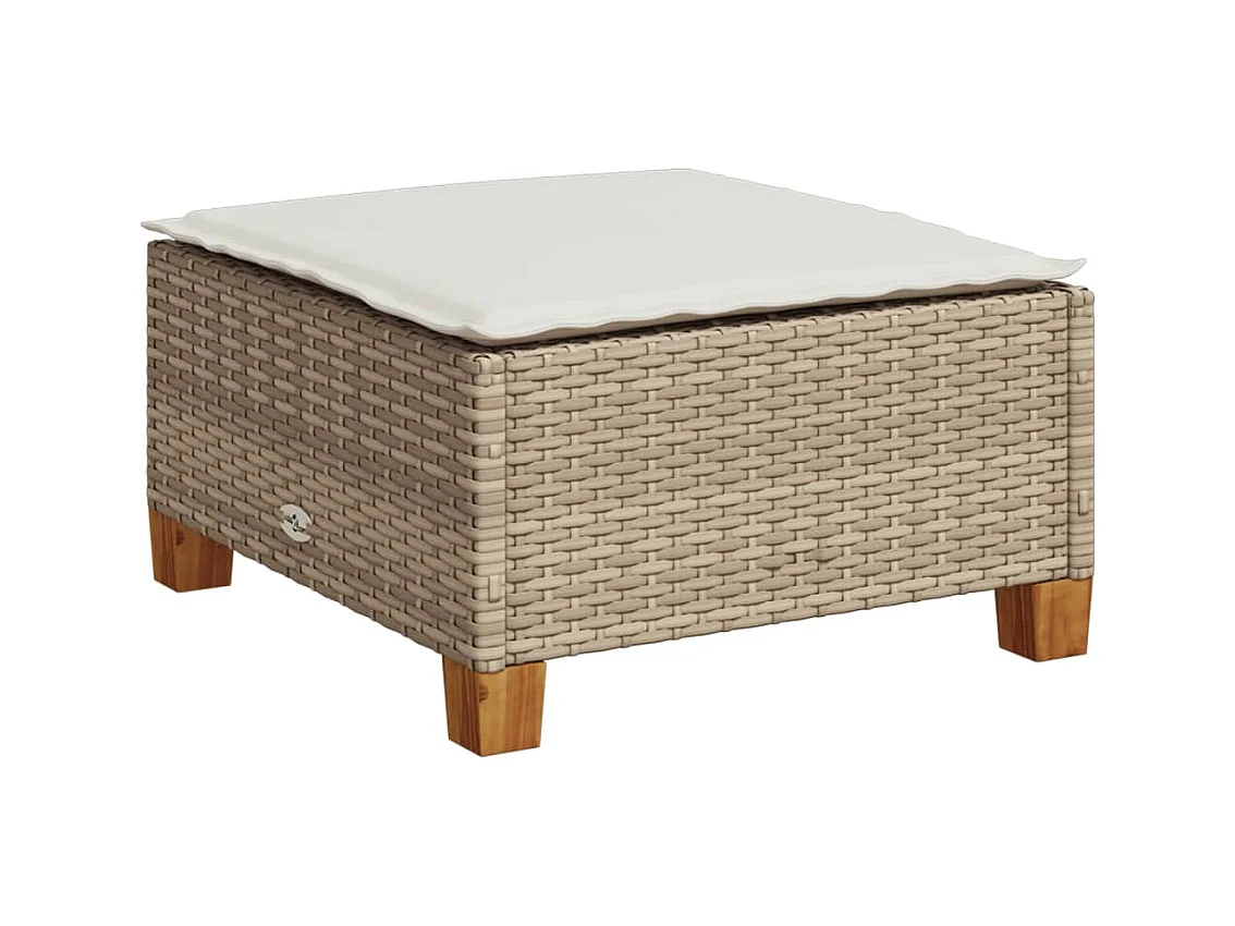 Set Divano da Giardino 5 pz con Cuscini Beige in Polyrattan