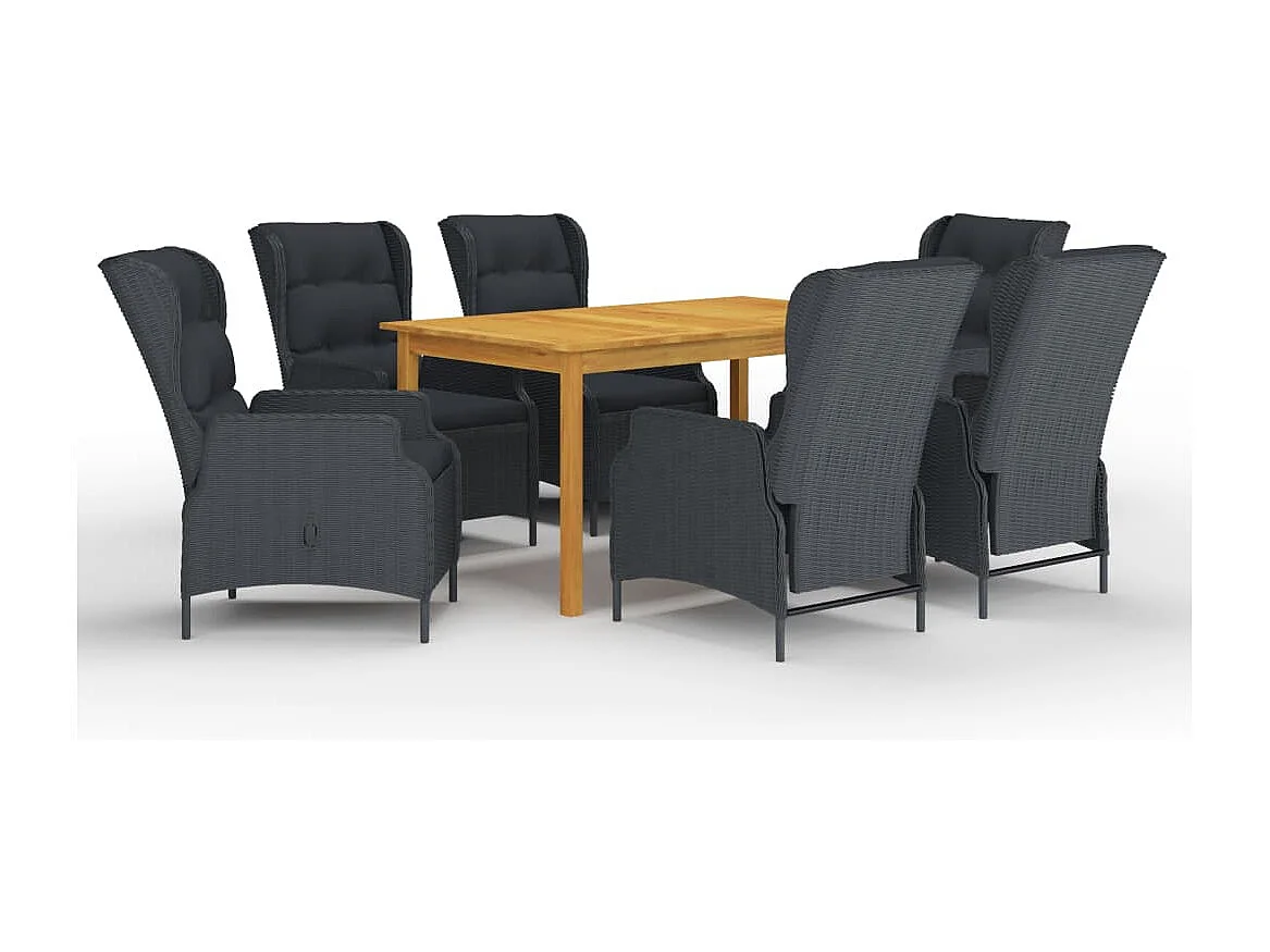 Ensemble à manger de jardin 7 pcs Gris foncé