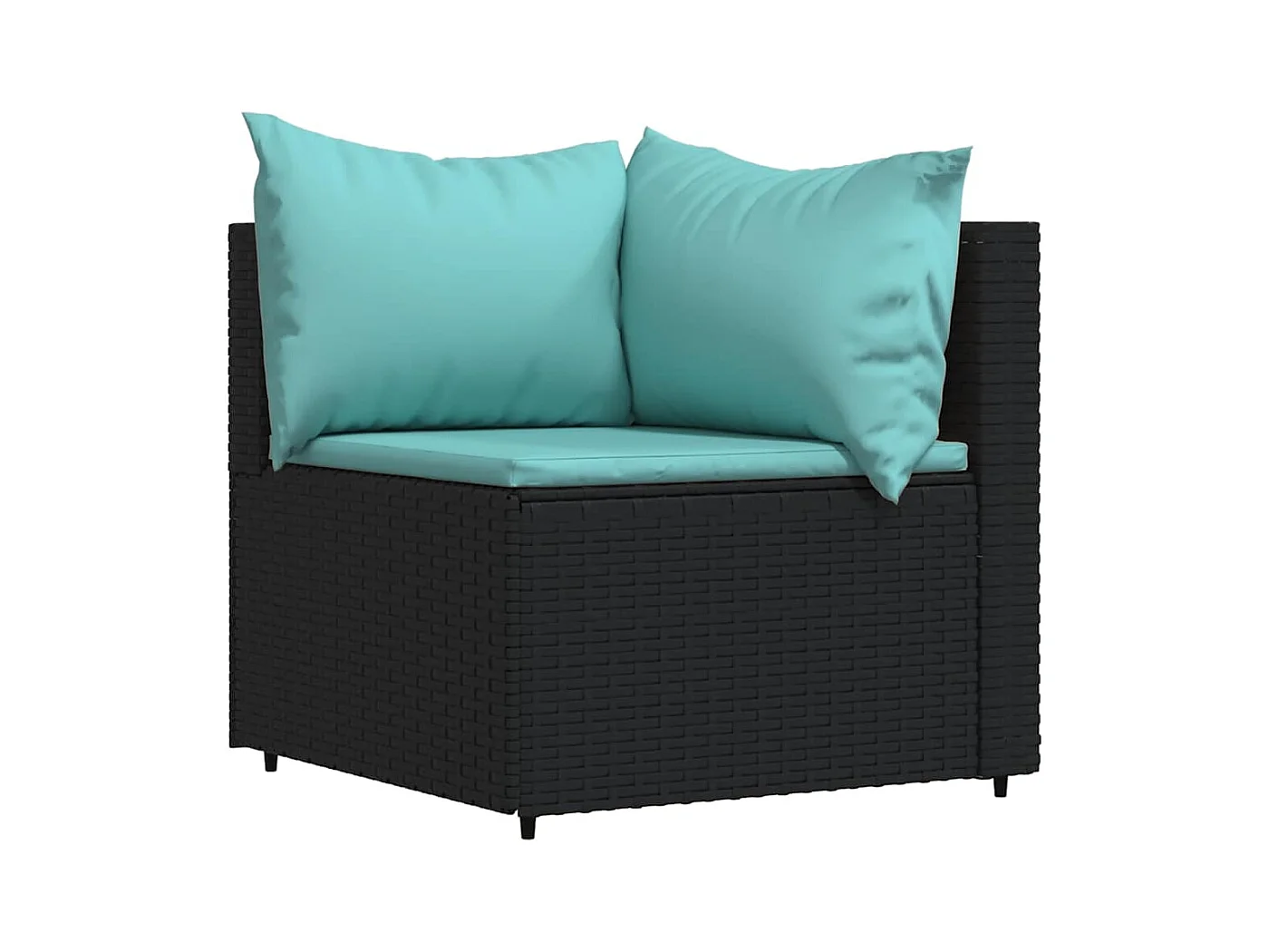 Salon de jardin 4 pcs avec coussins Noir Résine tressée