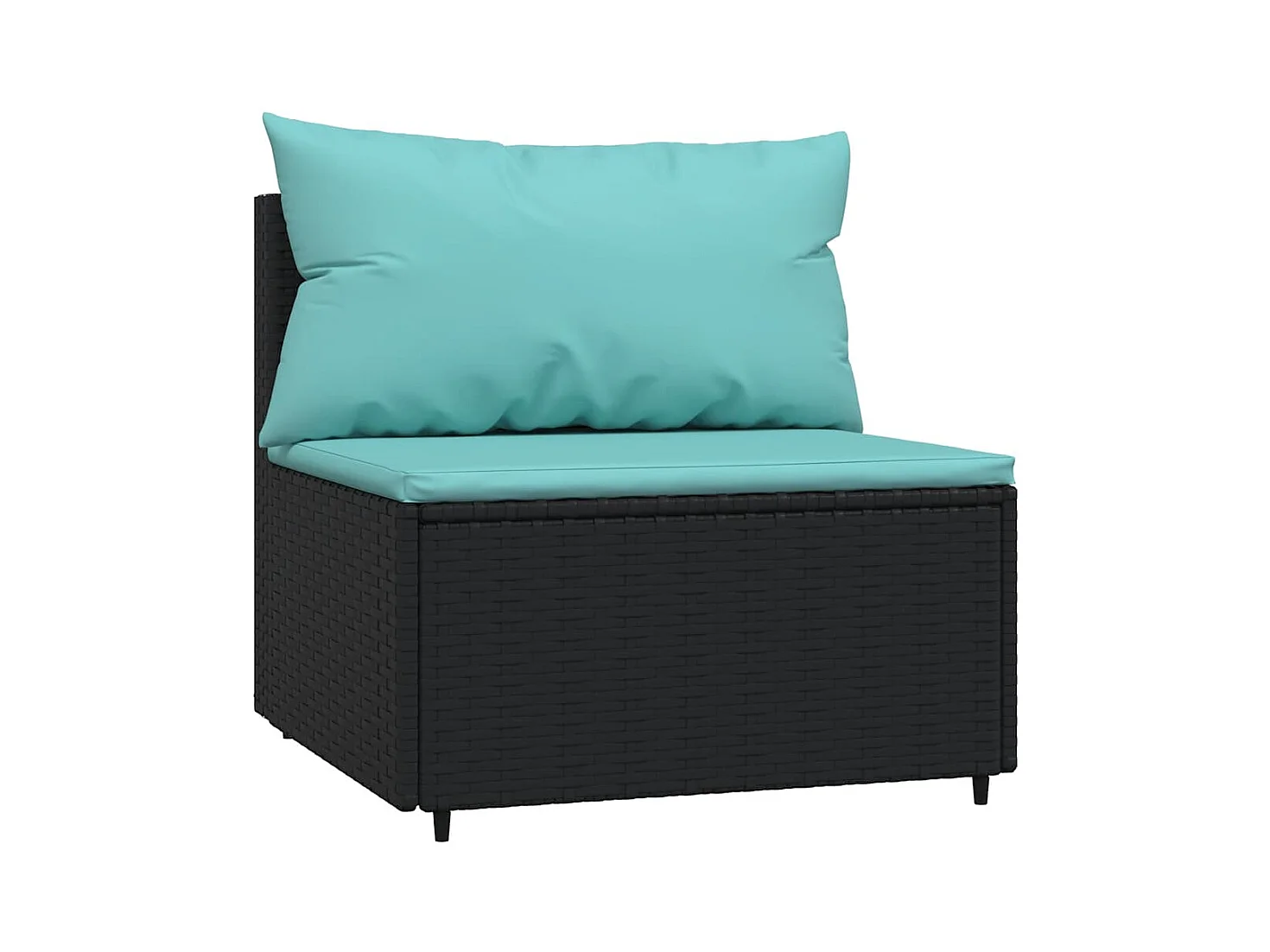 Salon de jardin 4 pcs avec coussins Noir Résine tressée