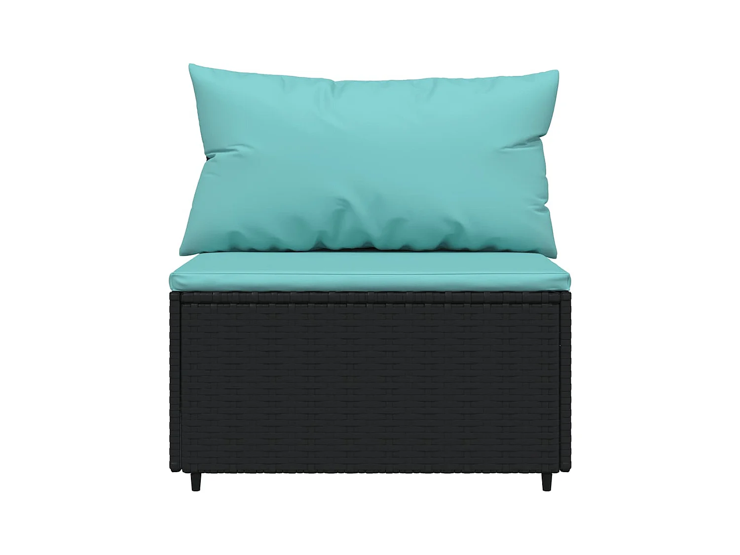 Salon de jardin 4 pcs avec coussins Noir Résine tressée