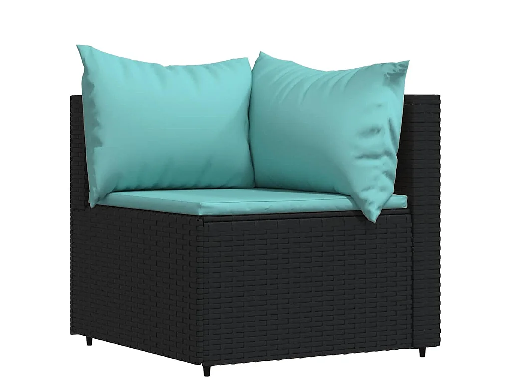 Set Divani da Giardino 4 pz con Cuscini Nero in Polyrattan