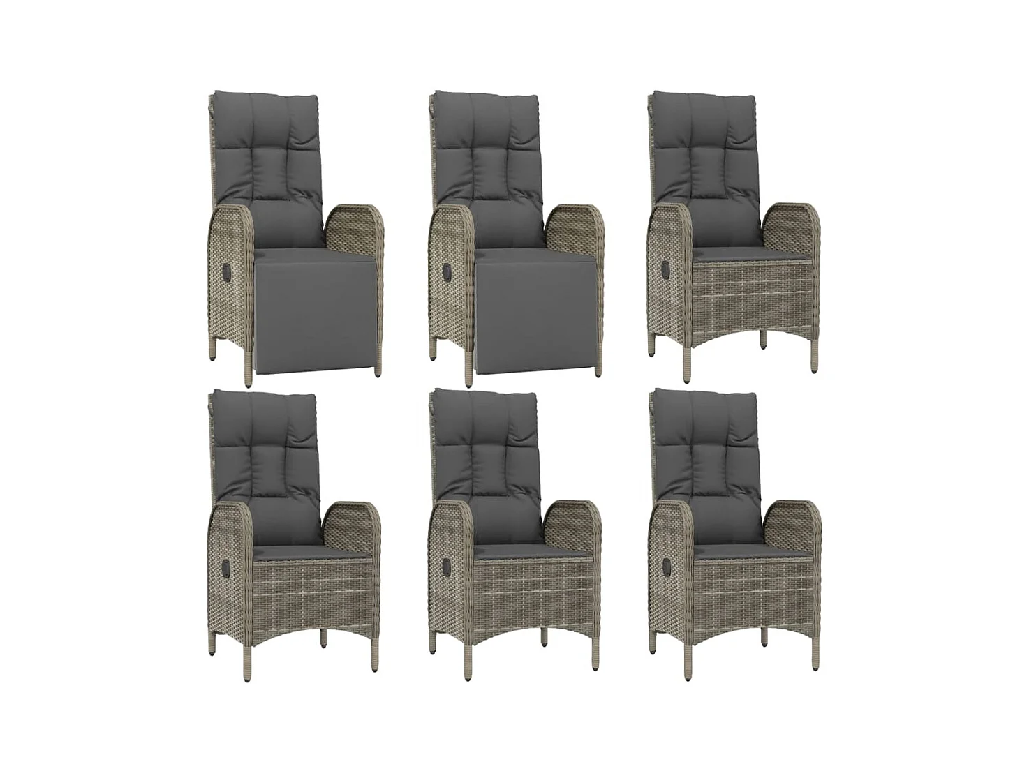 Ensemble à manger jardin et coussins 7 pcs gris rotin