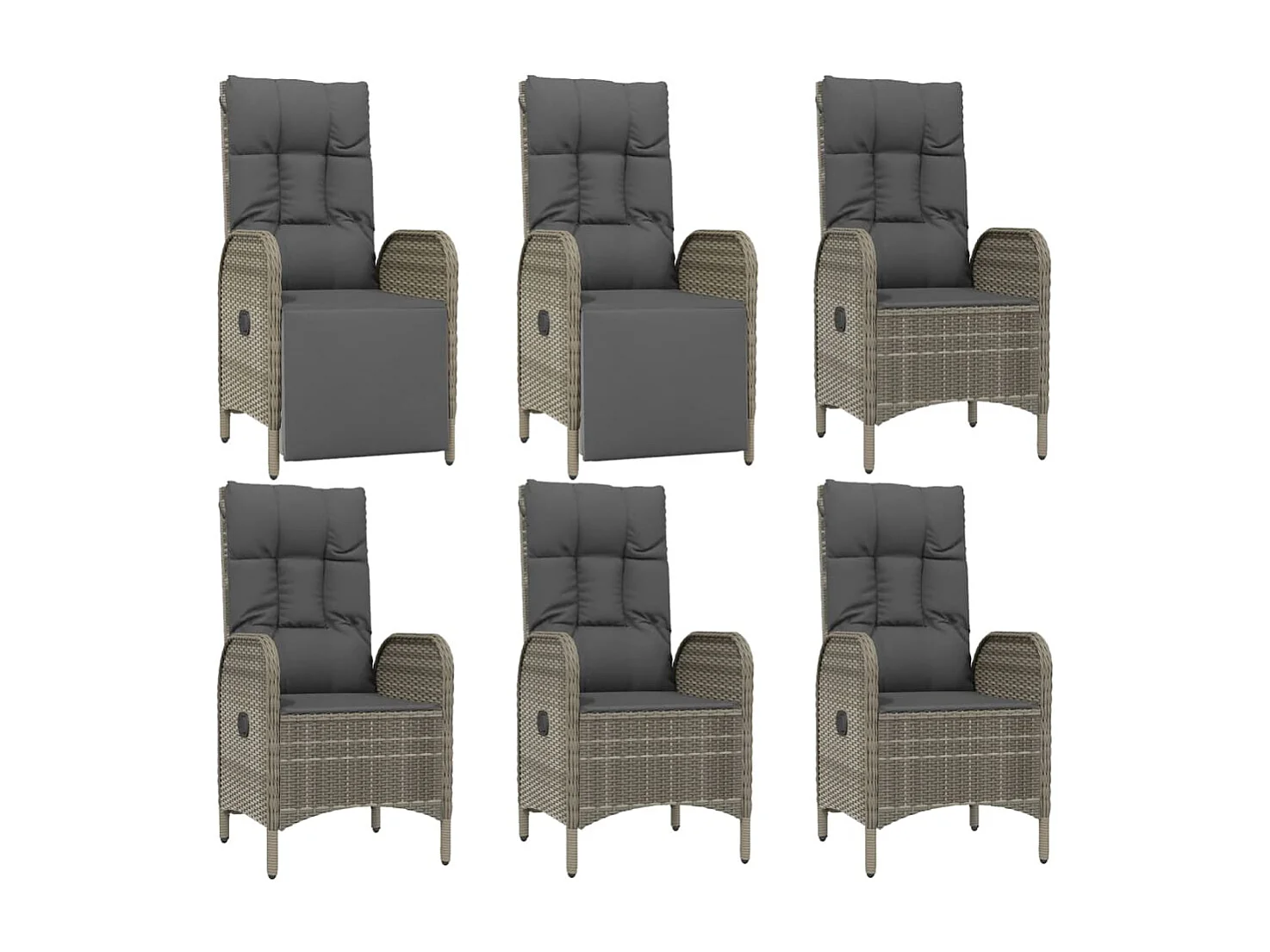 Ensemble à manger jardin et coussins 7 pcs gris rotin