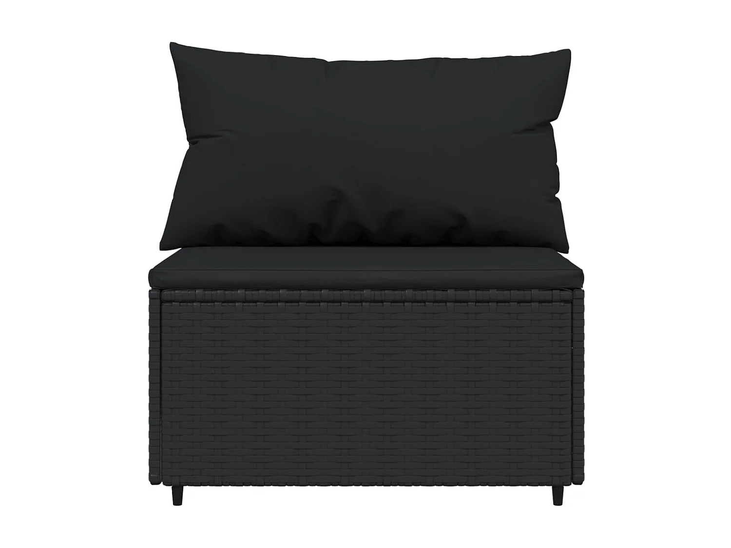 3-delige Loungeset met kussens poly rattan zwart