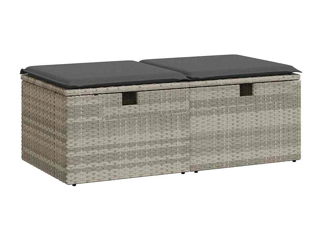 Salon de jardin 2 pcs avec coussins gris clair polyrotin acacia