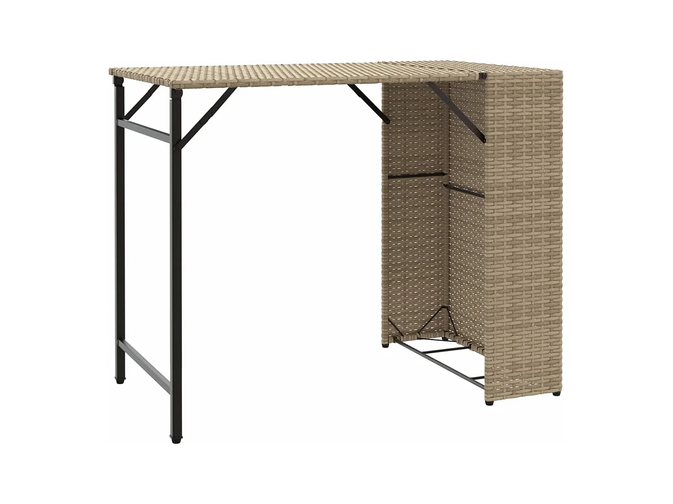 5-tlg. Garten-Essgruppe Klappbar Beige Poly Rattan