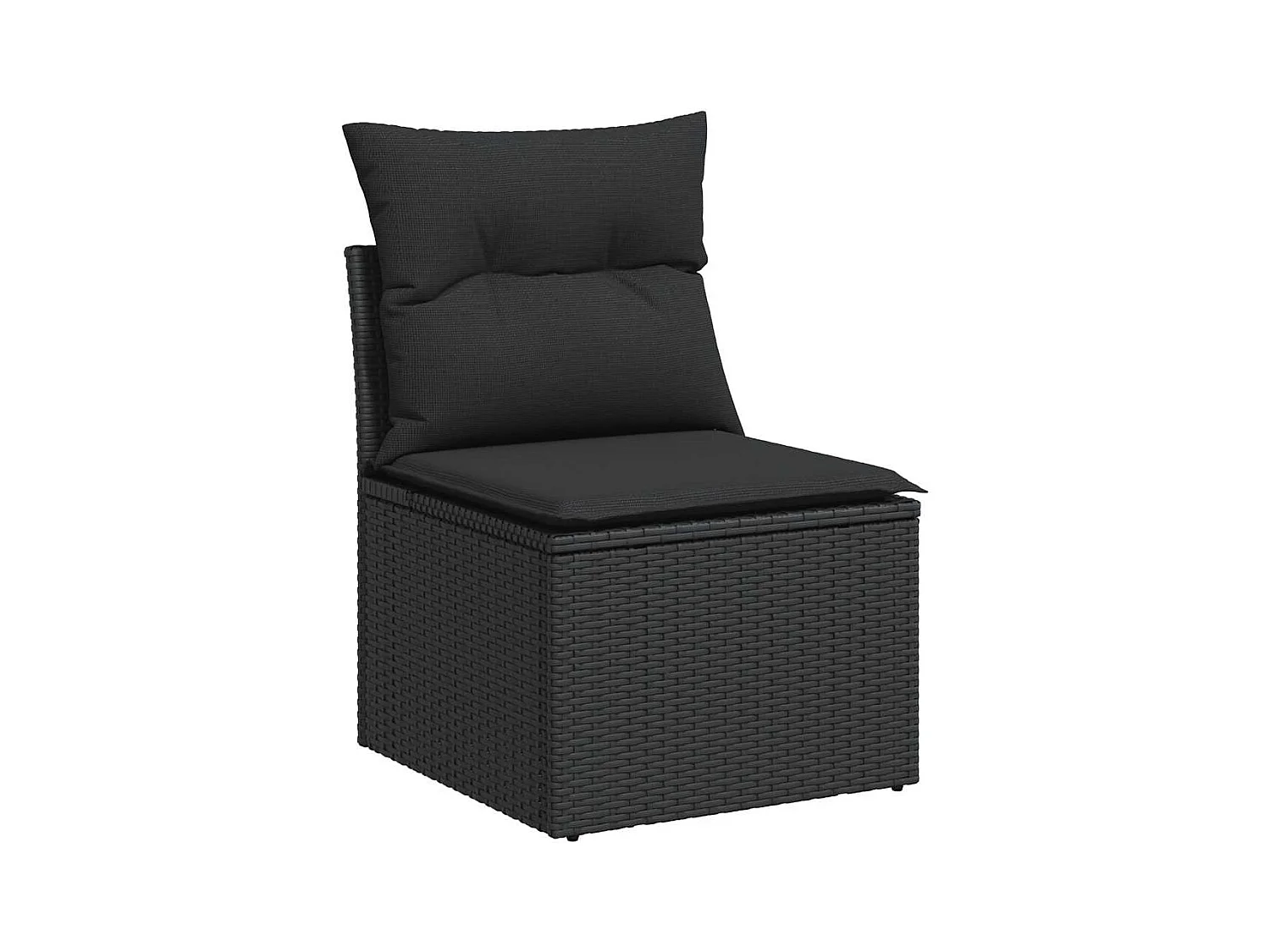 Salon de jardin avec coussins 2 pcs noir résine tressée acacia